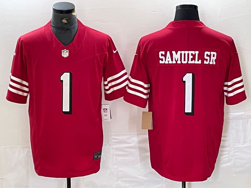 Men San Francisco 49ers 1 Samuel SR Red three generations 2024 Nike Limited NFL Jersey style 2